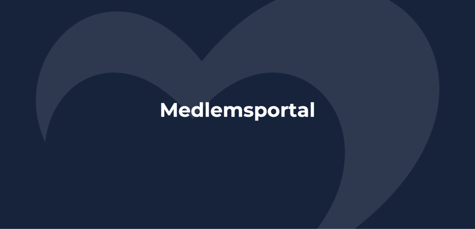 Grafik: Hele baggrunden er mørk blå og med et faded hvidt Destination Fyns logo. Midt i billedet er teksten "Medlemsportal" skrevet med hvidt.