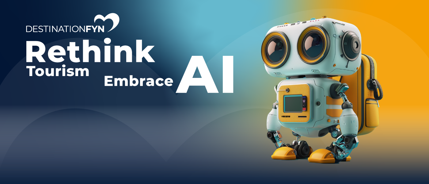 Grafik med teksten Rethink Tourism Embrace AI