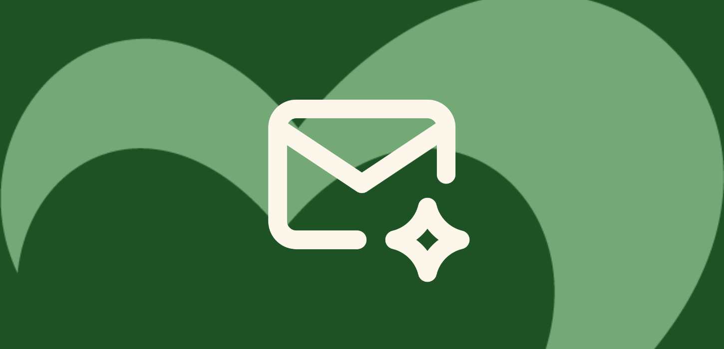 Ikon af email på grøn baggrund